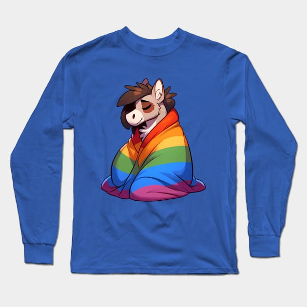 Comfy Womfy Furry Pride Horse LGBTQ Rainbow Long Sleeve T-Shirt by Blue Bull Bazaar